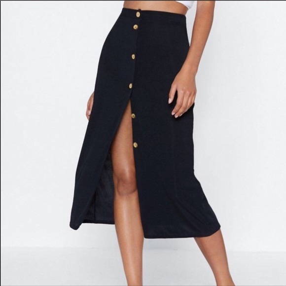 button up skirt midi